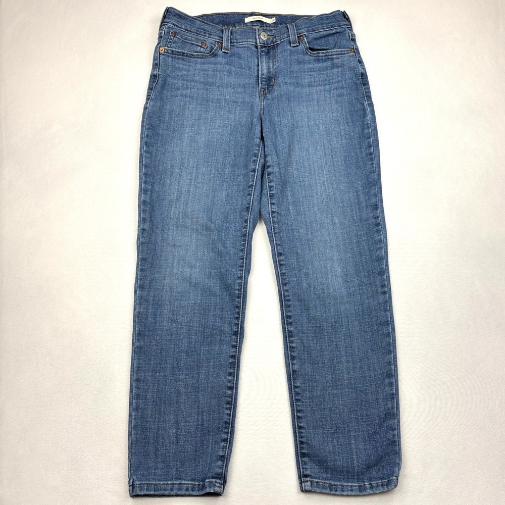 Levis Jeans Womens 28 Blue Medium Wash Boyfriend Fit Stretch Denim Red Tab Pants